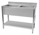 1200mm Wide Stainless Steel Double Bowl Midi Pot Wash Sink